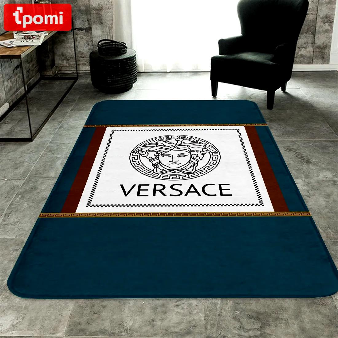 Versace logo type 484. Upgrade Your Living Room with Luxury Home Decor: Area Carpets, Floor Decor, Door Mats, and Hot Gift Items with style a High-End Fashion Brand Rectangle Rug