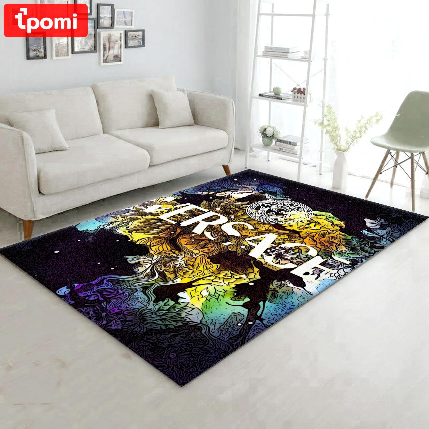 Versace logo type 807. Upgrade Your Living Room with Luxury Home Decor: Area Carpets, Floor Decor, Door Mats, and Hot Gift Items with style a High-End Fashion Brand Rectangle Rug