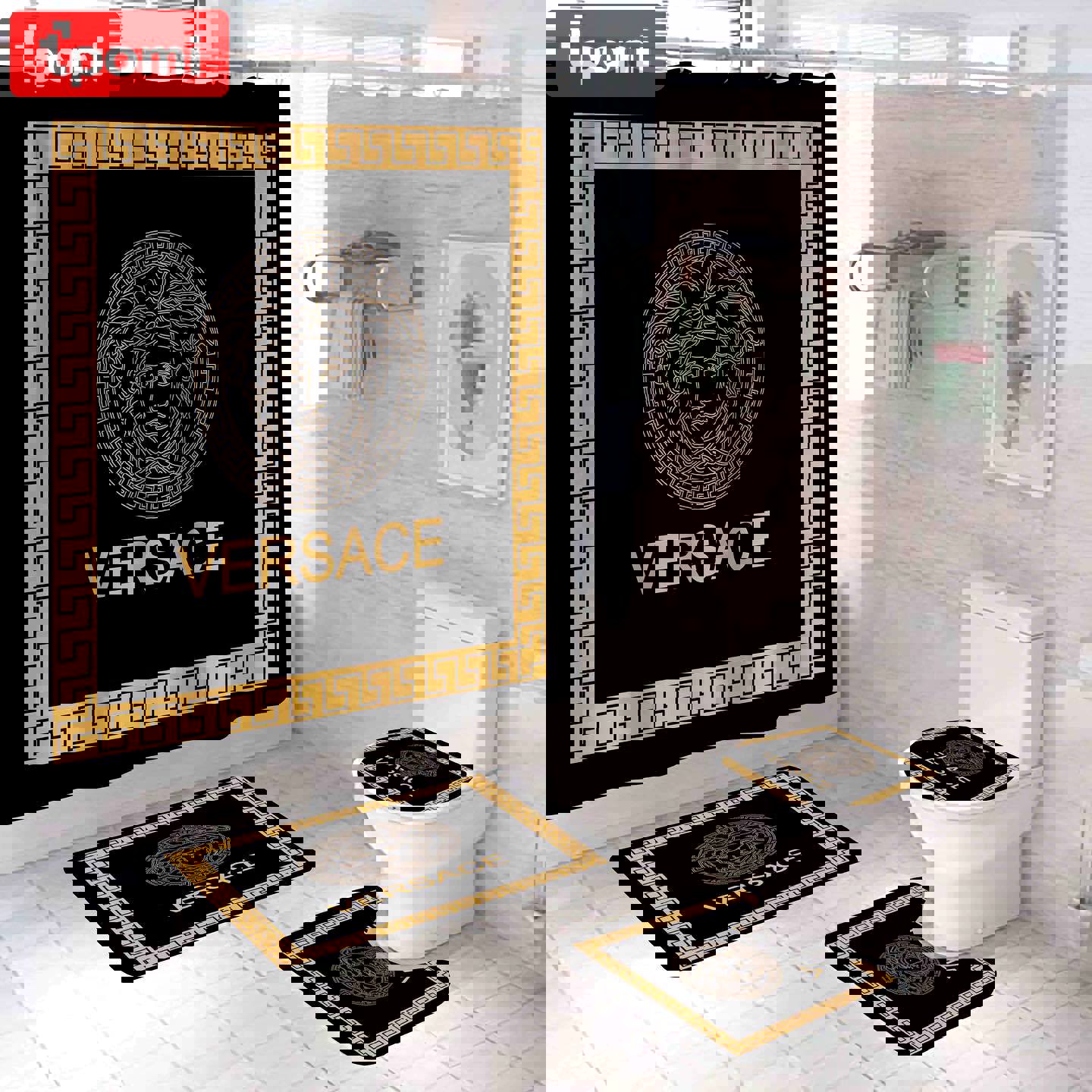 Versace luxury fashion brand bathroom sets hypebeast home decor bath mat Bathroom Set