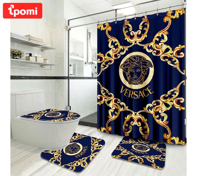 Versace type 10 shower curtain waterproof luxury bathroom mat set hot 2023 10 Bathroom Accessory Sets