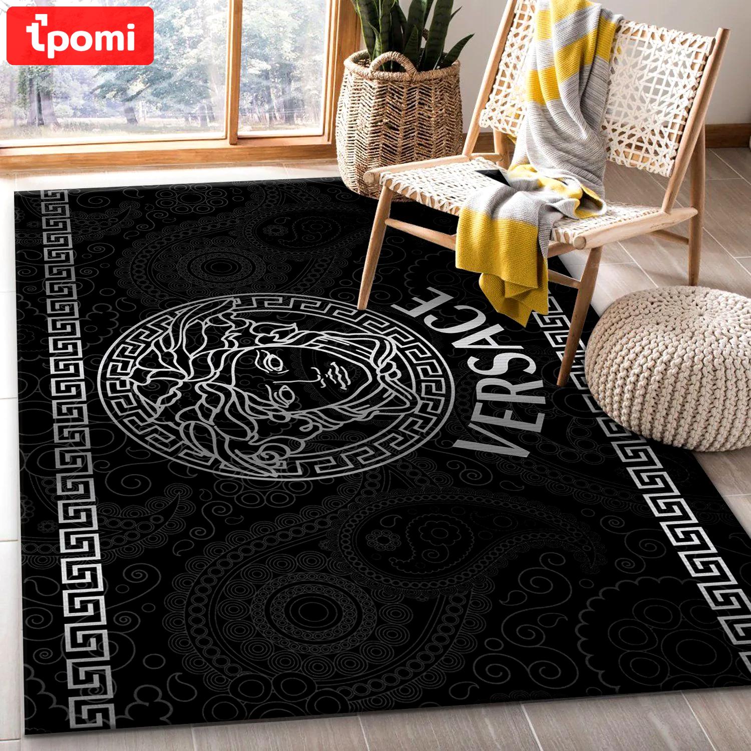 Versacesil logo type 72. Upgrade Your Living Room with Luxury Home Decor: Area Carpets, Floor Decor, Door Mats, and Hot Gift Items with style a High-End Fashion Brand Rectangle Rug