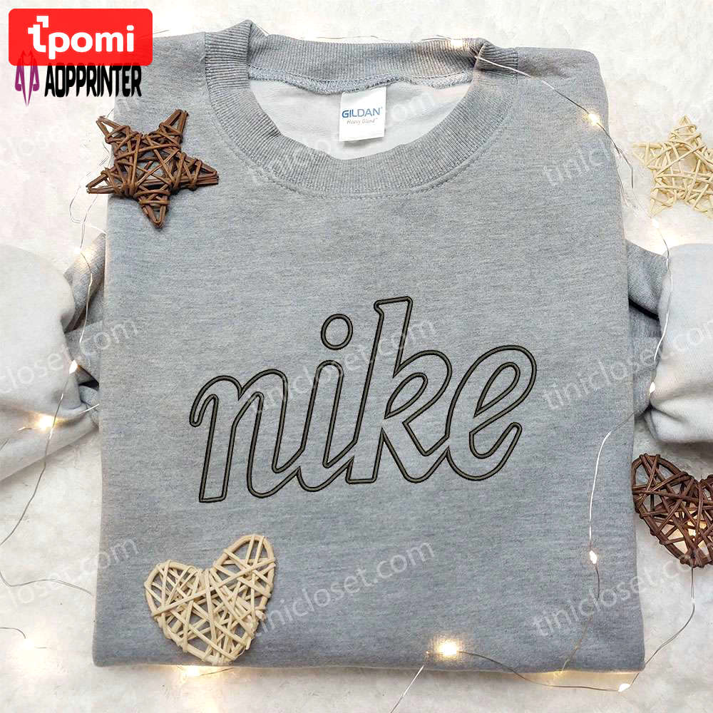 Vintage custom nike hoodie – embroidered shirt & best birthday gift ideas Embroidered Shirt