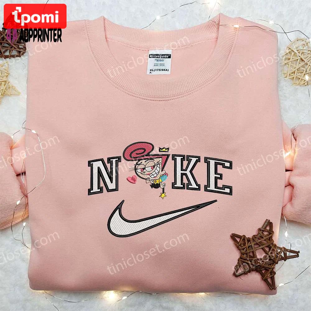 Wanda fairywinkle x nike embroidered hoodie: the fairly oddparents & nike inspired shirt Embroidered Shirt