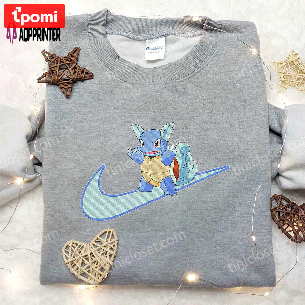 Wartortle x nike anime hoodie & embroidered shirts: pokemon & nike inspired apparel Embroidered Shirt