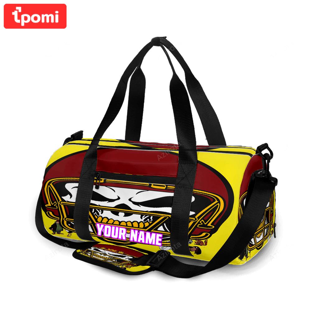 Washington football team skull wearing helmet1 personalized name travel bag gym bag 1119 Travel Bag