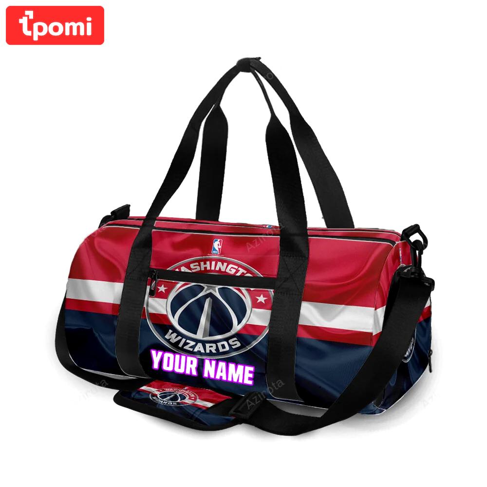 Washington wizards blue red silk personalized name travel bag gym bag 2441 Travel Bag