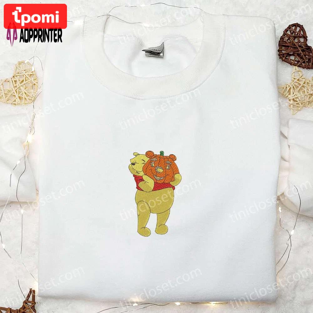 Winnie the pooh jack o’ lantern halloween sweatshirt – disney cartoon embroidered hoodie shirt Embroidered Shirt