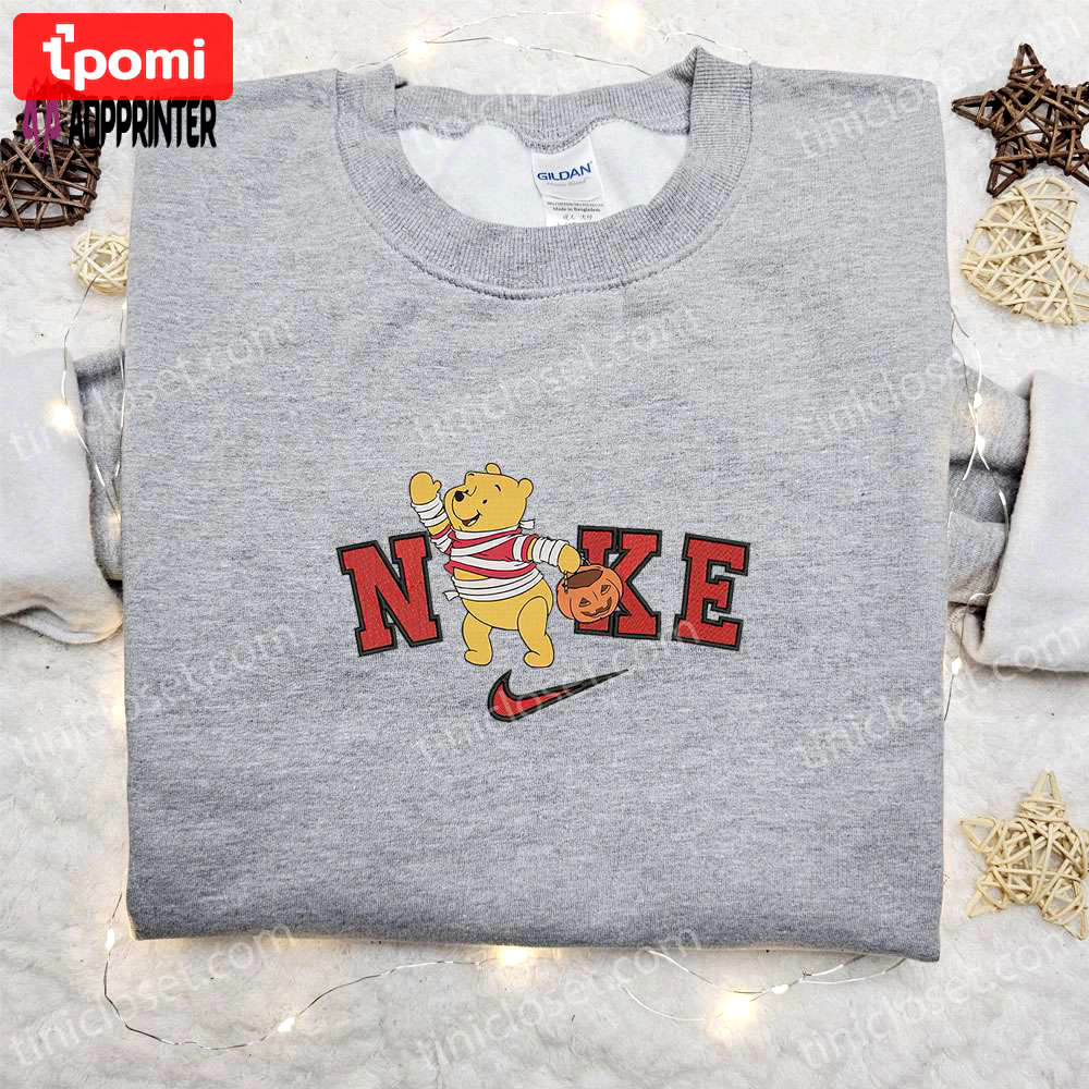 Winnie the pooh mummy halloween x nike embroidered sweatshirt: best disney characters shirt perfect halloween gift Embroidered Shirt