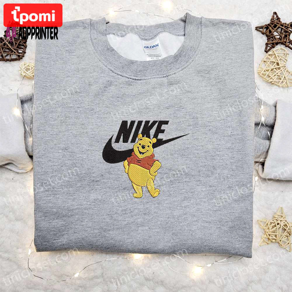 Winnie the pooh x nike cartoon embroidered sweatshirt: disney characters shirt perfect family gift Embroidered Shirt