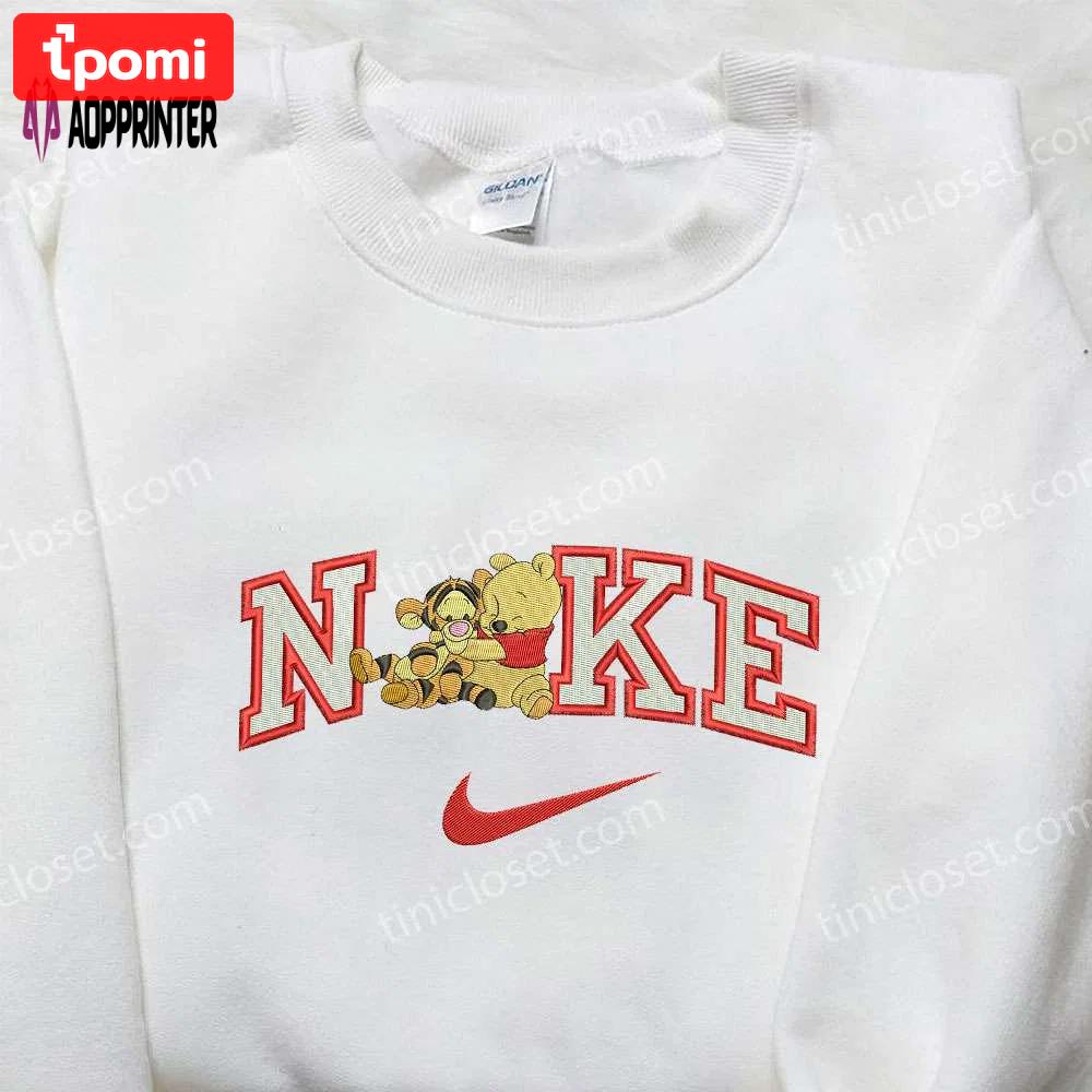 Winnie the pooh x nike embroidered sweatshirt: disney-inspired and nike-branded perfect for fashion enthusiasts! Embroidered Shirt