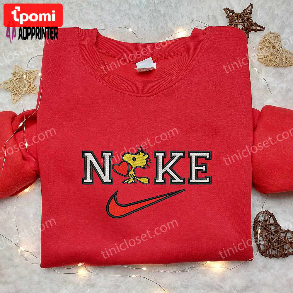 Woodstock heart x nike embroidered hoodie peanuts disney shirt nike inspired shirt Embroidered Shirt