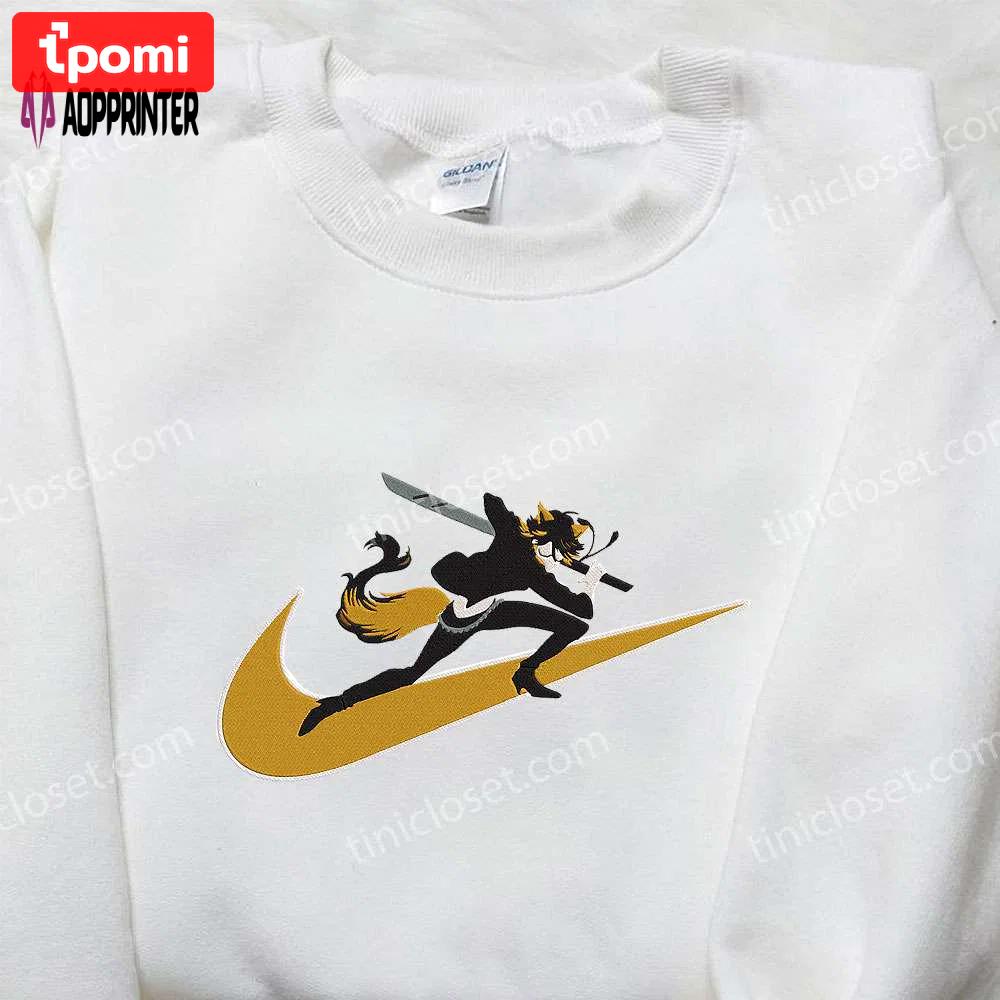 Yaiba x nike swoosh anime hoodie fairy tail & nike inspired embroidered shirts Embroidered Shirt