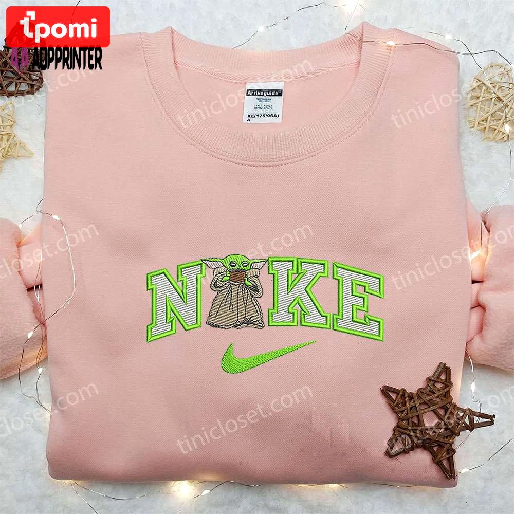 Yoda x nike embroidered sweatshirt: star wars movie shirt nike inspired design Embroidered Shirt