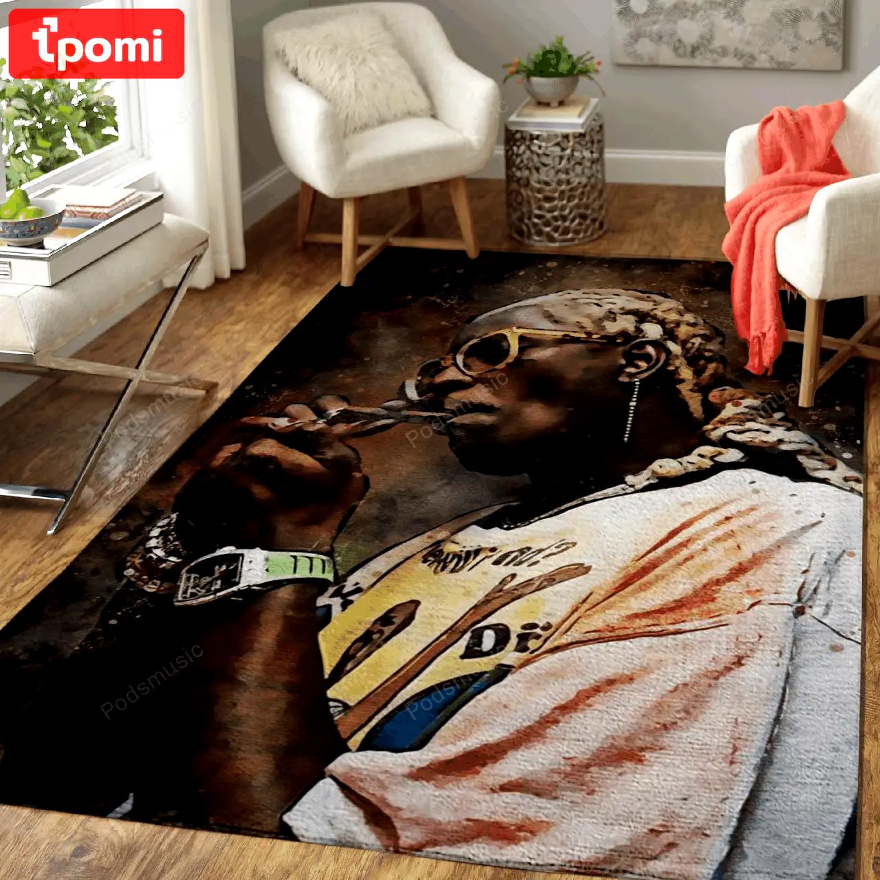 Young thug rapper music world art for fans area rug living room carpet rug regtangle carpet floor decor home decor Rectangle Rug