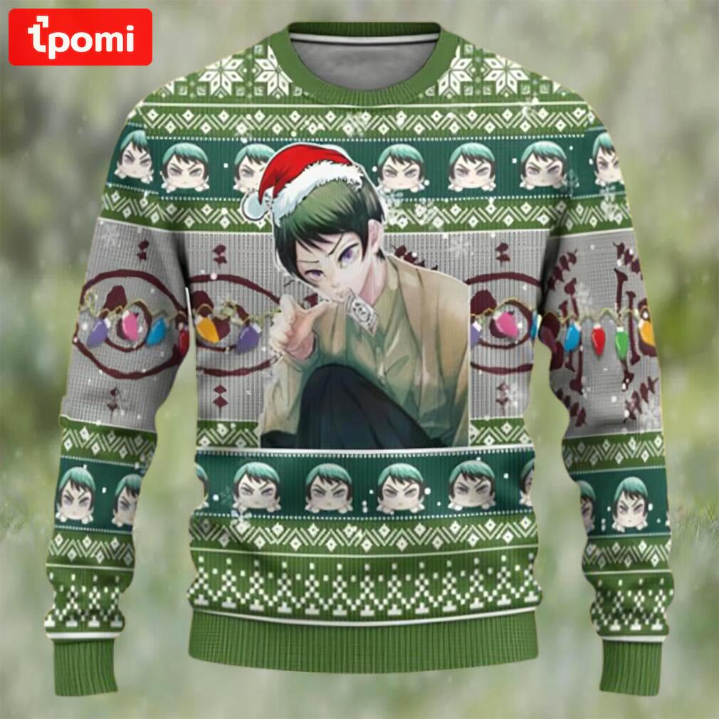 Yushiro red demon slayer chibi demon slayer ugly christmas sweater Christmas Ugly Sweater