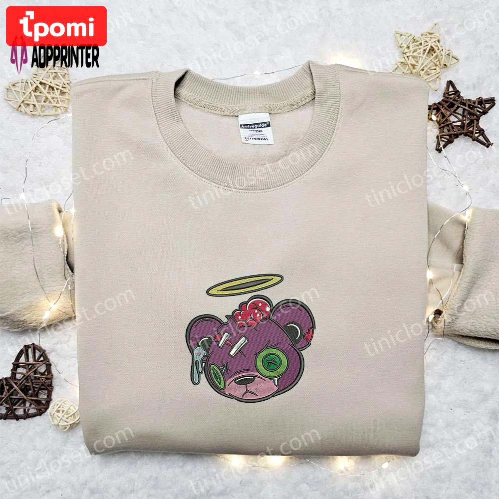 Zombie teddy bear sweatshirt: halloween embroidered hoodie & best gift ideas Embroidered Shirt