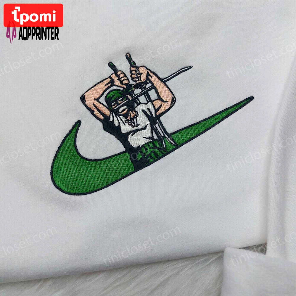Zoro one piece nike swoosh shirt & sweatshirt anime embroidered hoodie Embroidered Shirt