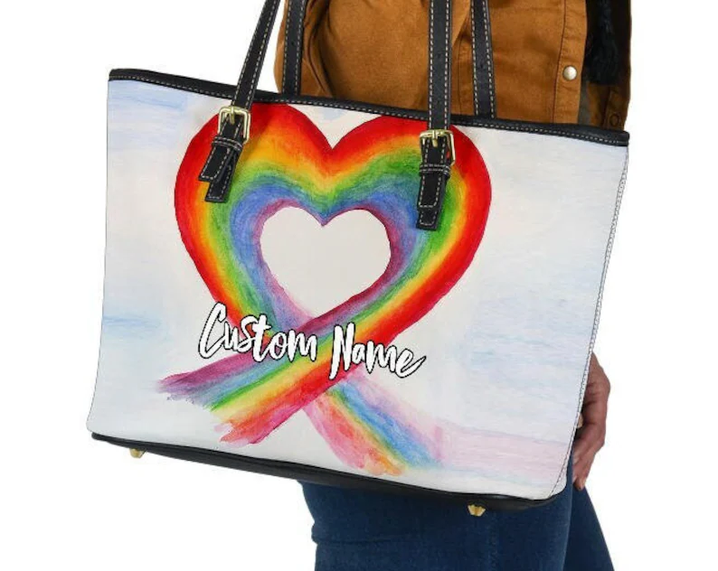 Rainbow leather handbag - shoulder tote bag 131
