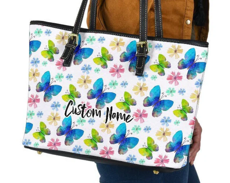 Butterfly leather handbag - shoulder tote bag 136