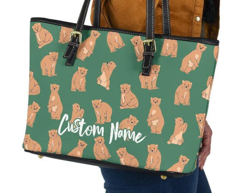 Bear leather handbag - shoulder tote bag 137
