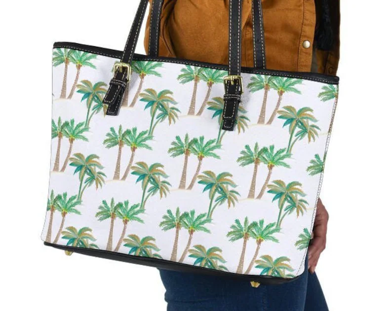 Palm tree leather handbag - shoulder tote bag 139