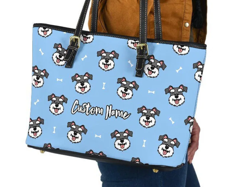 Miniature schnauzer leather handbag - shoulder tote bag 140