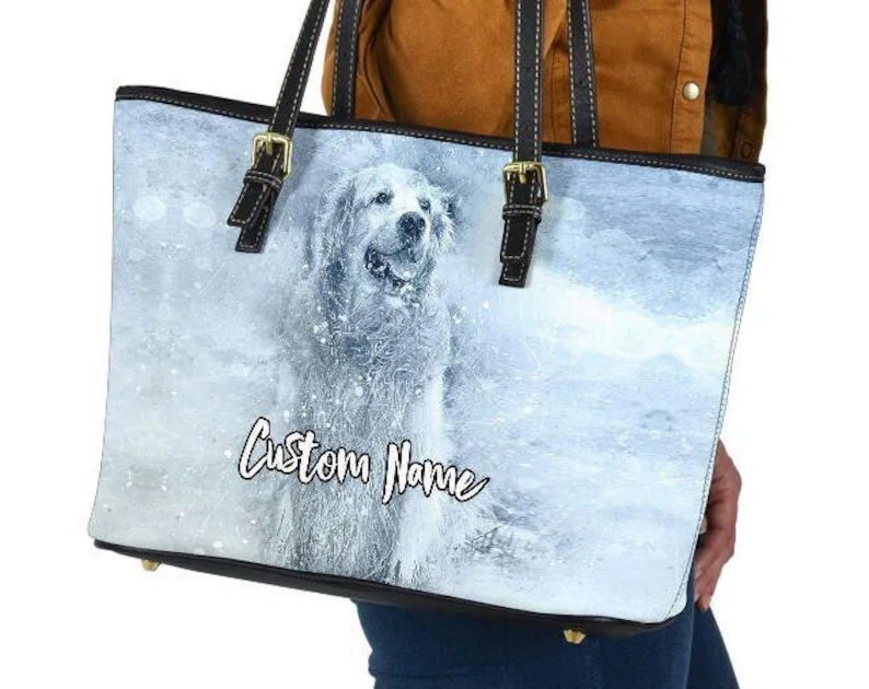Retriever dog mom leather handbag - shoulder tote bag 143