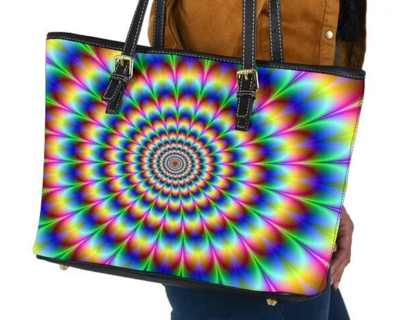Psychedelic leather handbag - shoulder tote bag 145