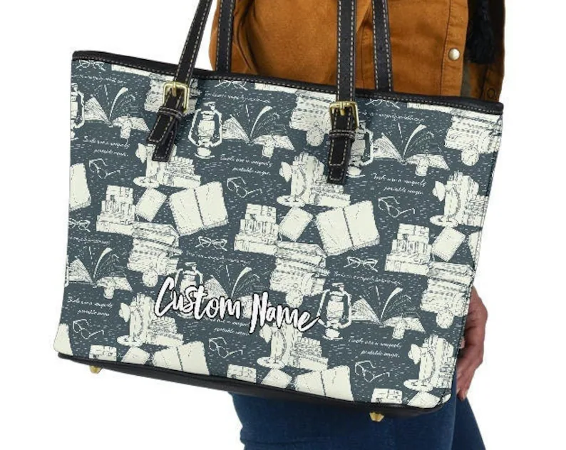 Books reading leather handbag - shoulder tote bag 156