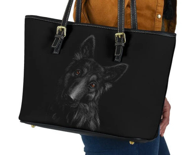 German shepherd dog mom leather handbag - shoulder tote bag 159
