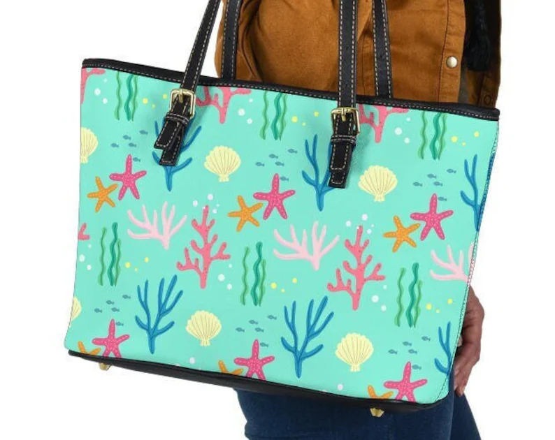 Corals leather handbag - shoulder tote bag 160