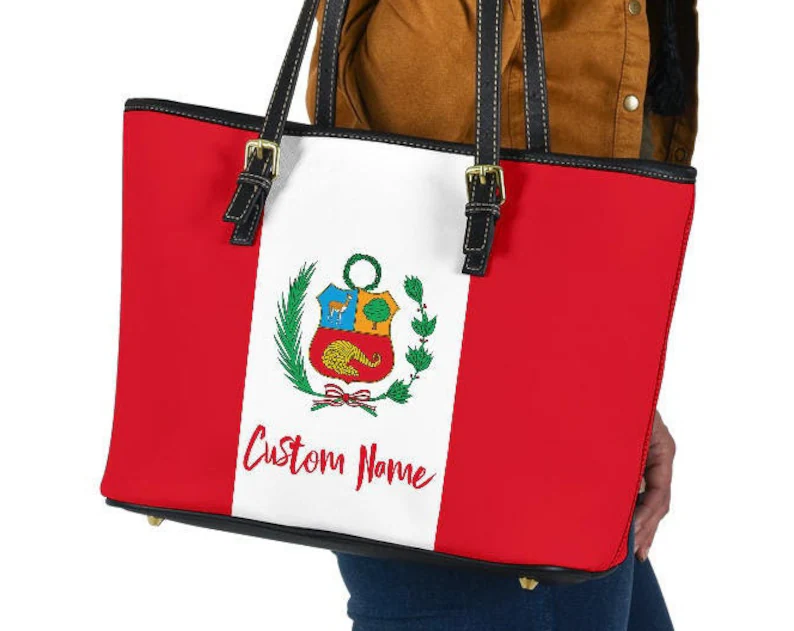 Flag of peru leather handbag - shoulder tote bag 162