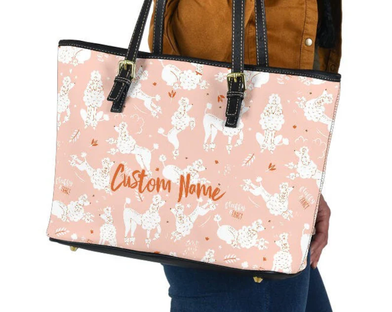 Poodle dog mom leather handbag - shoulder tote bag 167
