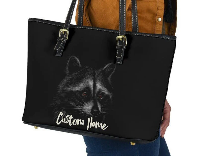 Raccoon leather handbag - shoulder tote bag 175