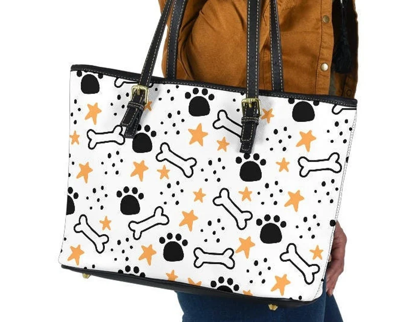 Dogs print leather handbag - shoulder tote bag 179