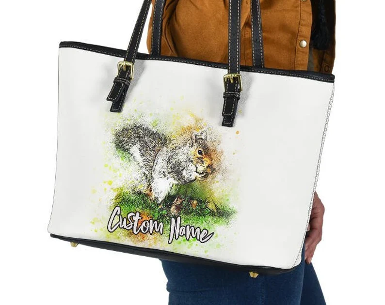 Squirrel leather handbag - shoulder tote bag 180