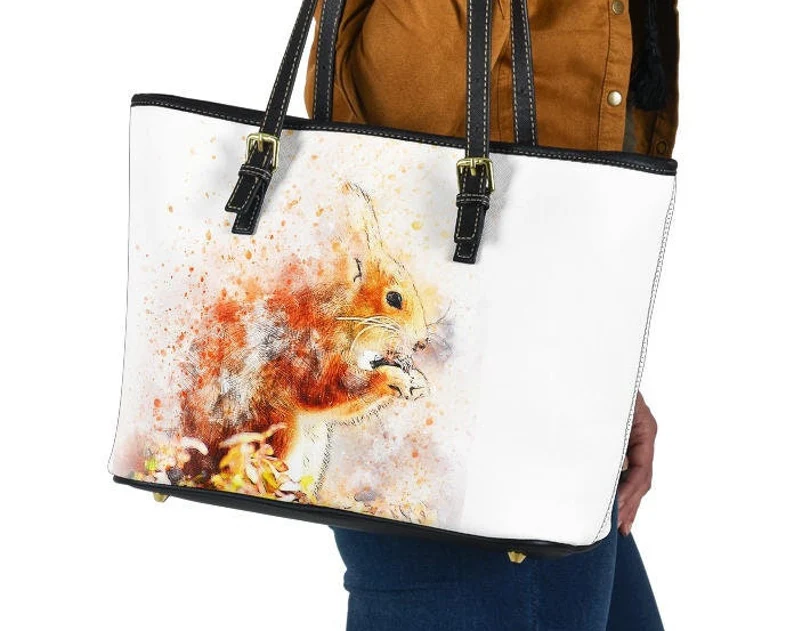 Squirrel leather handbag - shoulder tote bag 181