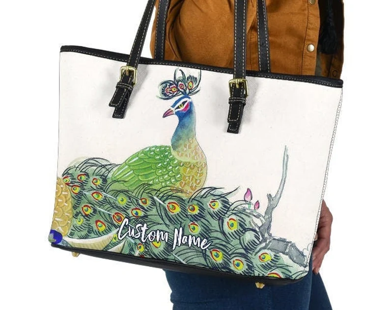 Peacock leather handbag - shoulder tote bag 183