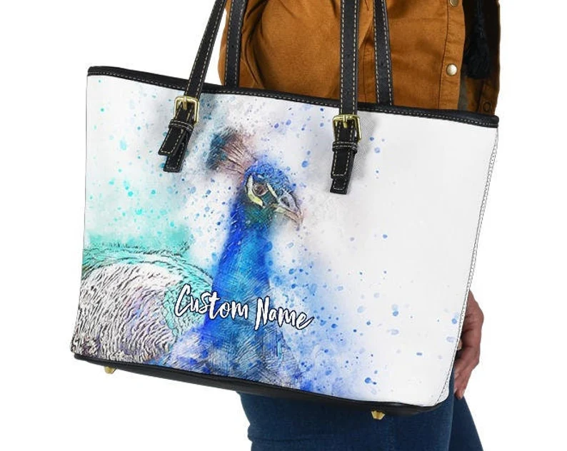 Peacock leather handbag - shoulder tote bag 185