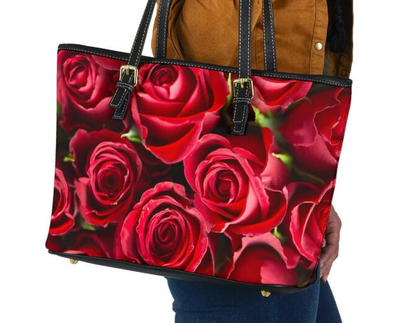 Roses leather handbag - shoulder tote bag 187