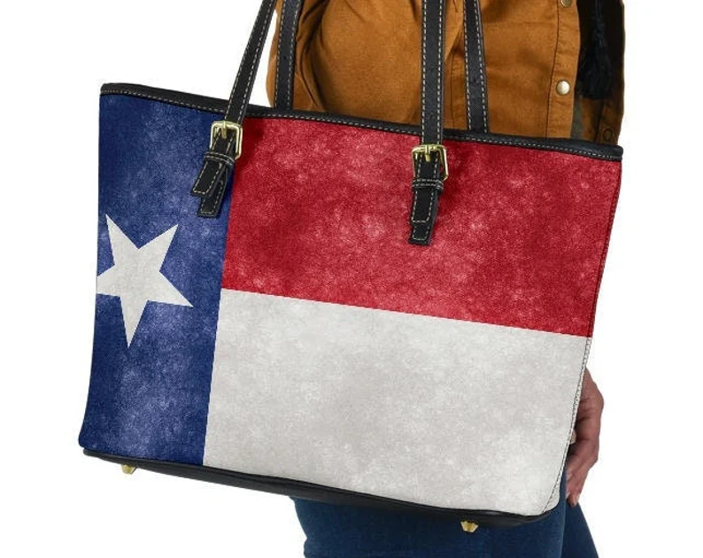 Flag of texas leather handbag - shoulder tote bag 196