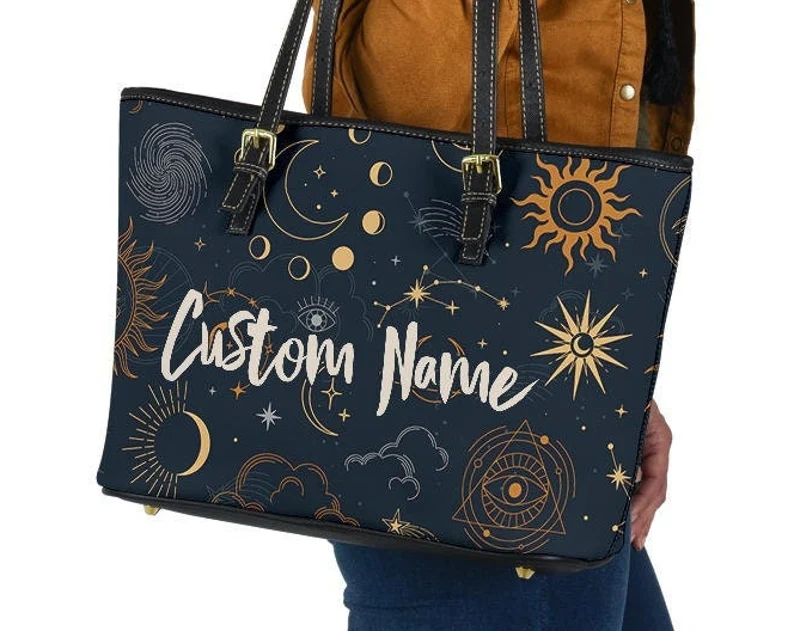Sun and moon bohemian leather handbag - shoulder tote bag 197