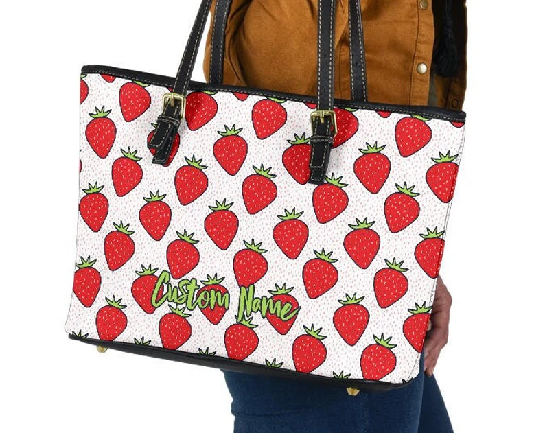 Strawberry leather handbag - shoulder tote bag 199
