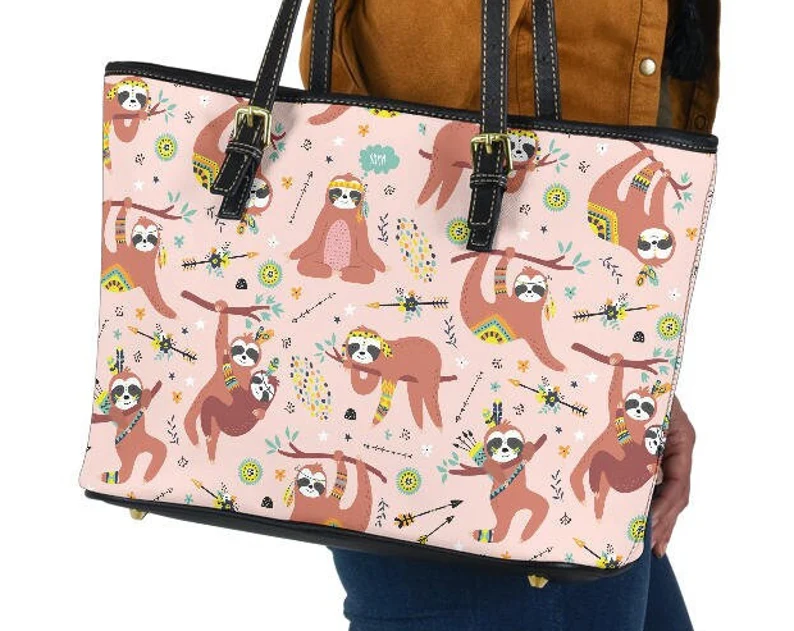 Sloth leather handbag - shoulder tote bag 206