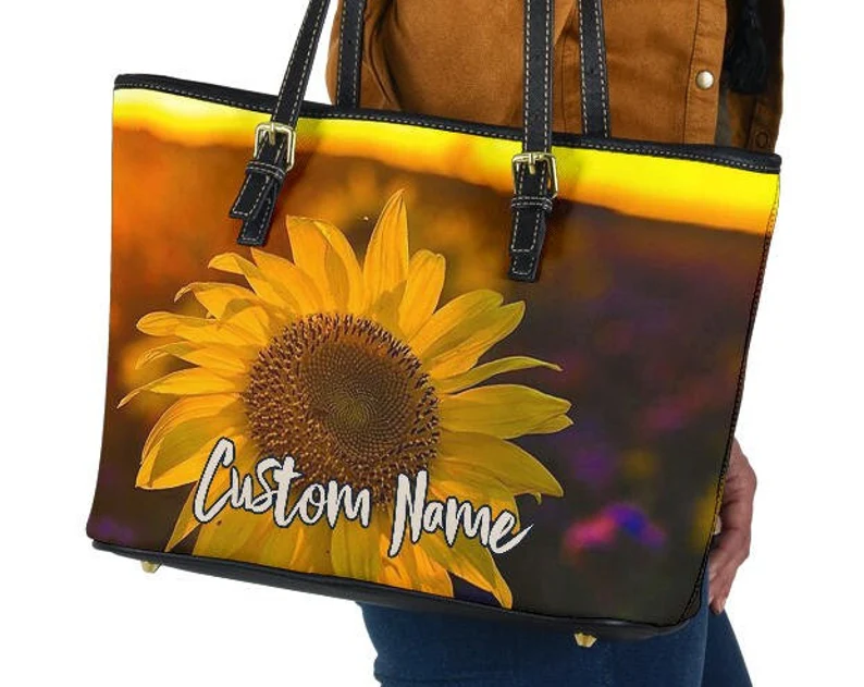 Sunflower leather handbag - shoulder tote bag 208