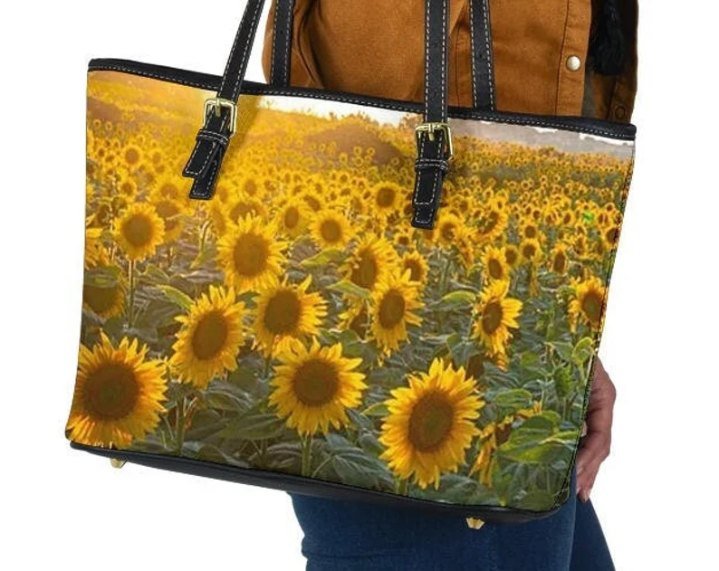 Sunflower leather handbag - shoulder tote bag 210