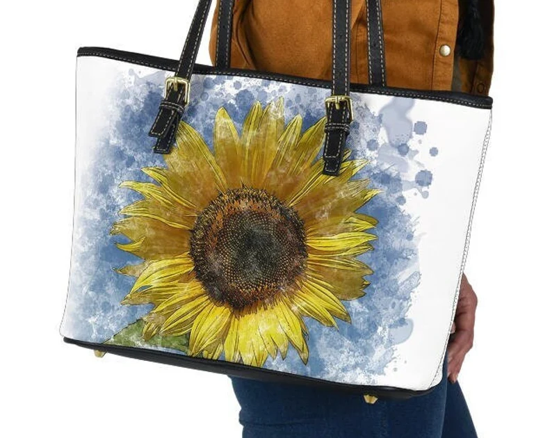 Sunflower leather handbag - shoulder tote bag 211