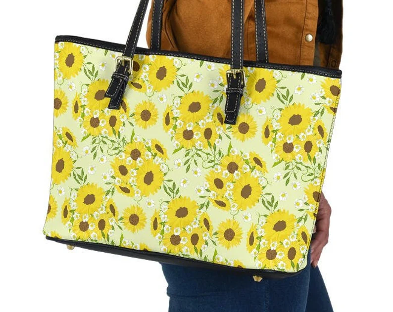 Sunflower leather handbag - shoulder tote bag 212