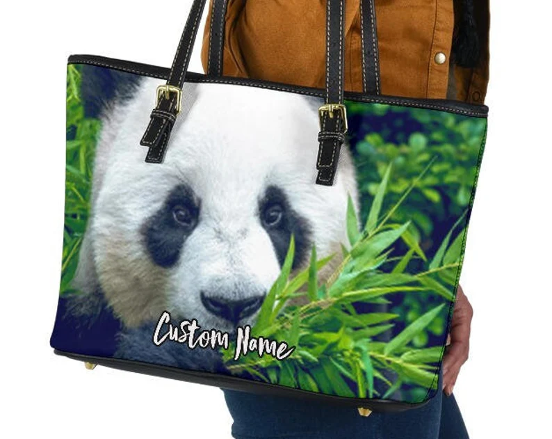 Panda leather handbag - shoulder tote bag 219