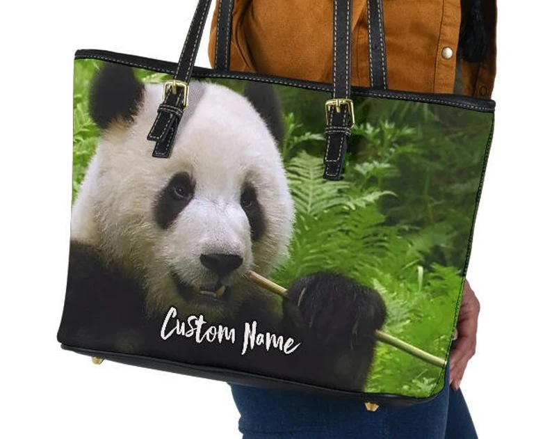 Panda leather handbag - shoulder tote bag 220
